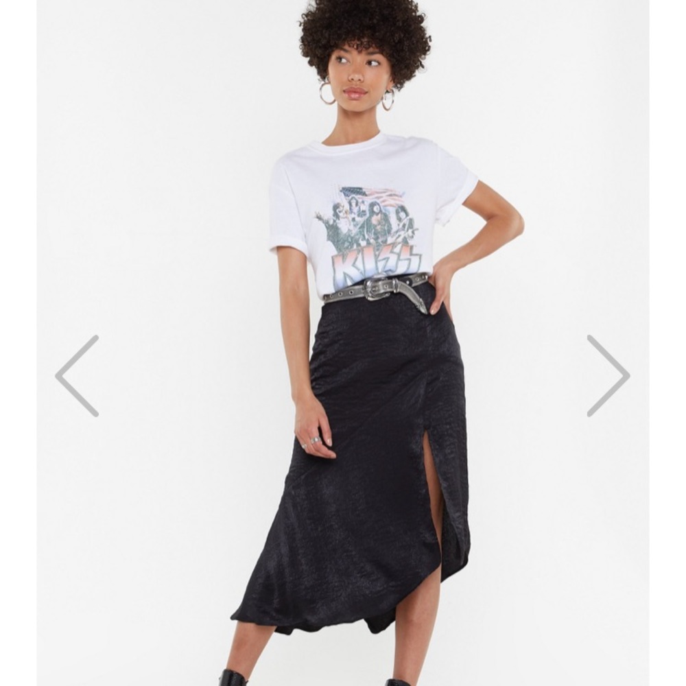 Black Satin Midi Skirt NWOT